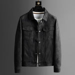 Suede Trucker Jacket for Men - Black