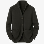 Tailored Button-Front Ribbed Knit Cardigan for Women