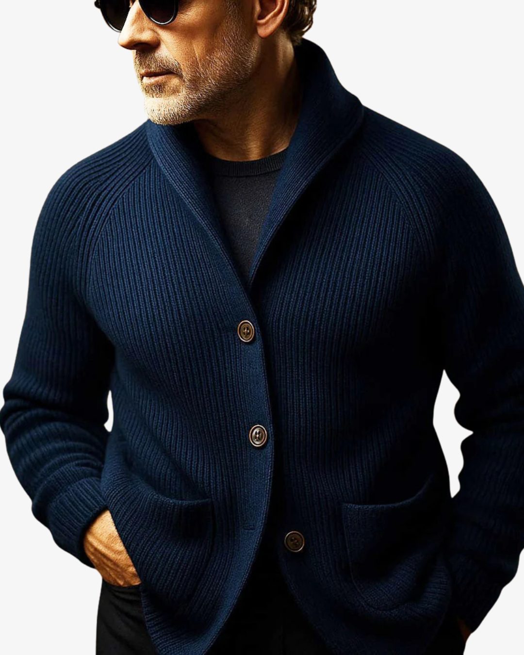 Tailored Button-Front Ribbed Knit Cardigan for Women - View 10