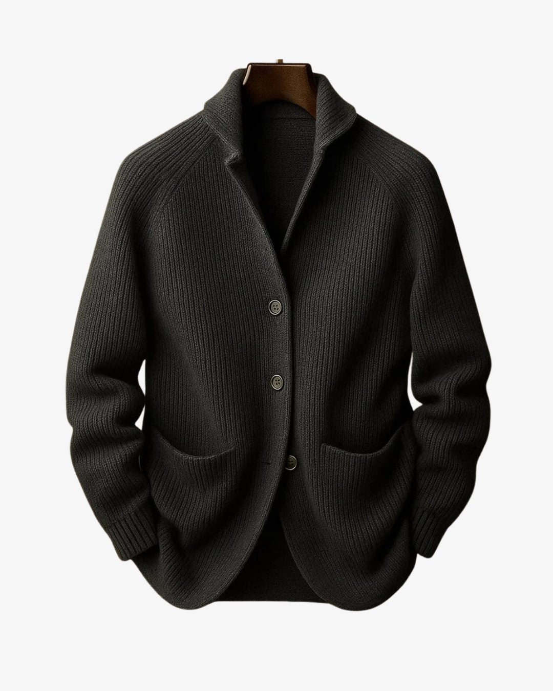 Tailored Button-Front Ribbed Knit Cardigan for Women - Gray