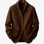 Tailored Button-Front Ribbed Knit Cardigan for Women - Brown
