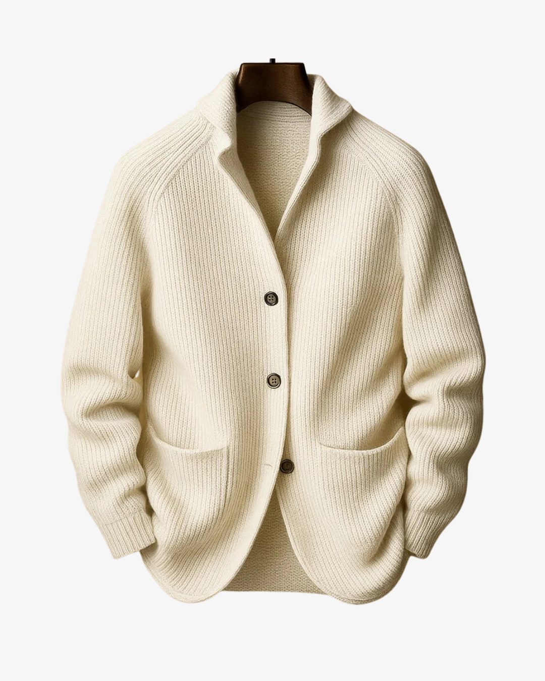 Tailored Button-Front Ribbed Knit Cardigan for Women - White