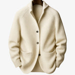 Tailored Button-Front Ribbed Knit Cardigan for Women - White