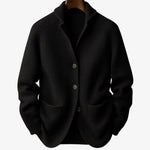 Tailored Button-Front Ribbed Knit Cardigan for Women - Black