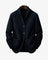 Tailored Button-Front Ribbed Knit Cardigan for Women - Navy