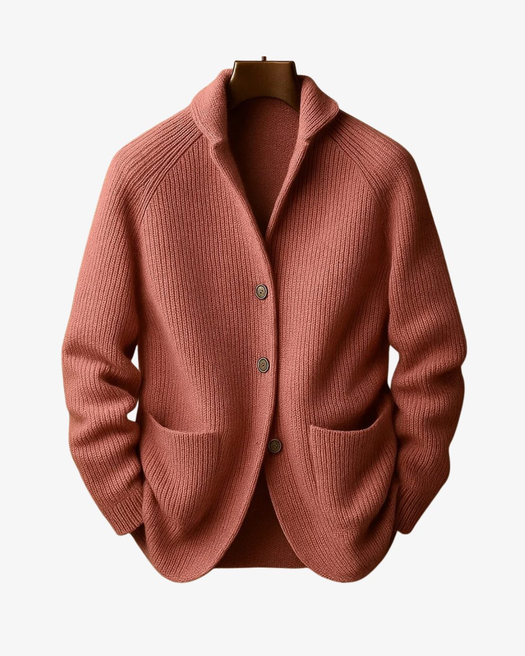 Tailored Button-Front Ribbed Knit Cardigan for Women - Pink