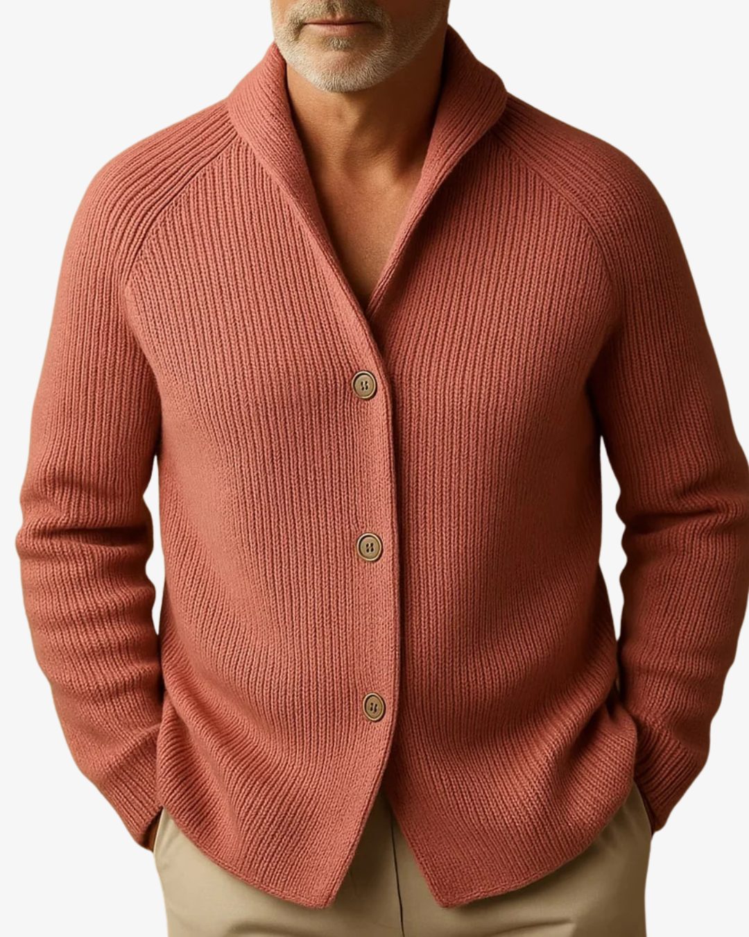 Tailored Button-Front Ribbed Knit Cardigan for Women - View 8