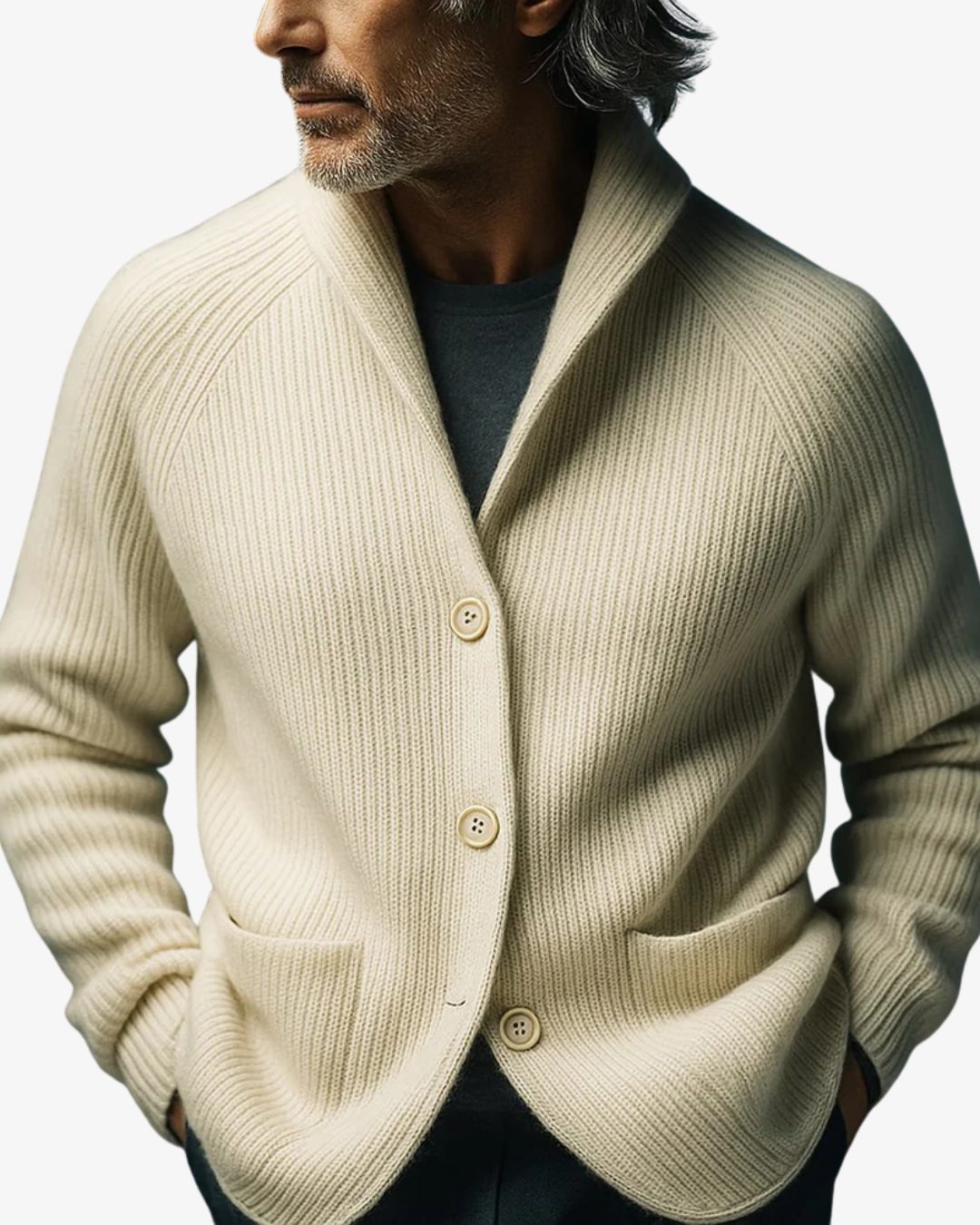 Tailored Button-Front Ribbed Knit Cardigan for Women - View 9