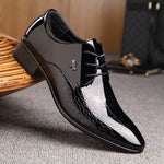 Textured Pointed Toe Lace-Up Dress Shoes for Men