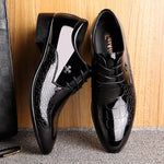 Textured Pointed Toe Lace-Up Dress Shoes for Men - View 3