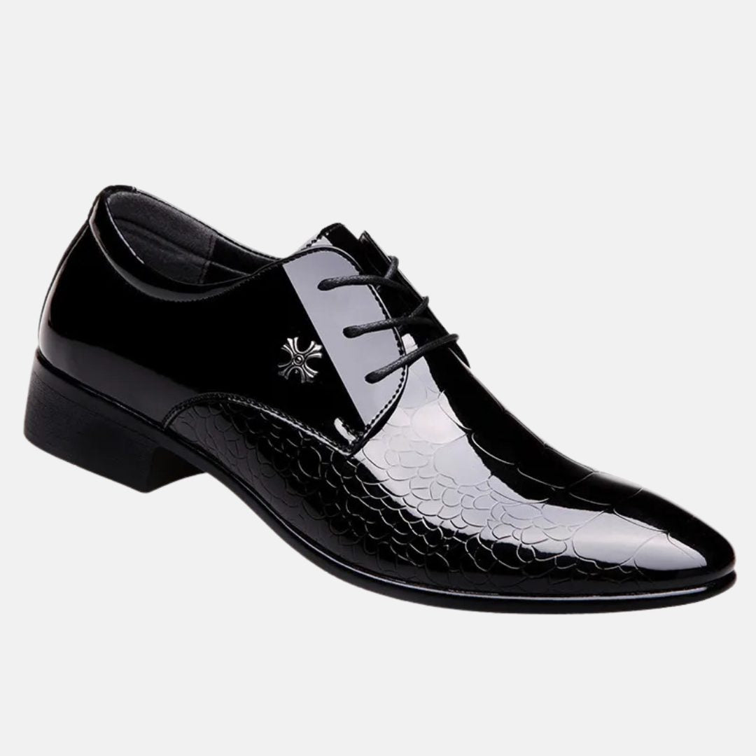 Textured Pointed Toe Lace-Up Dress Shoes for Men - View 4