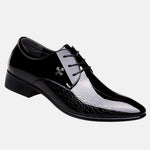 Textured Pointed Toe Lace-Up Dress Shoes for Men - View 4