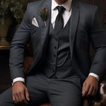 Three-Piece Suit with Waistcoat for Men - Charcoal