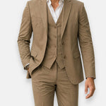 Three-Piece Suit with Waistcoat for Men - Camel