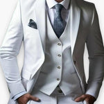 Three-Piece Suit with Waistcoat for Men - White