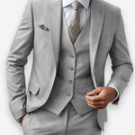 Three-Piece Suit with Waistcoat for Men - Light Grey
