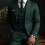 Three-Piece Suit with Waistcoat for Men - Olive Moss
