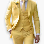 Three-Piece Suit with Waistcoat for Men - Yellow