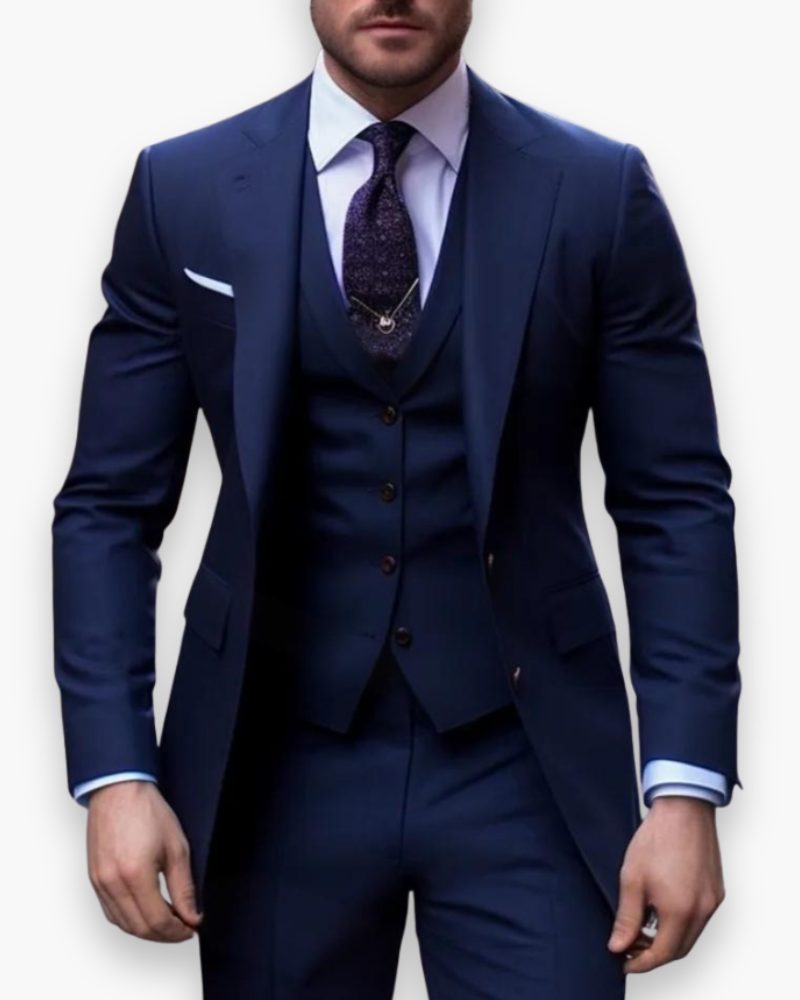 Three-Piece Suit with Waistcoat for Men - Royal Blue