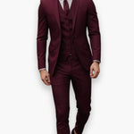 Three-Piece Suit with Waistcoat for Men - Burgundy