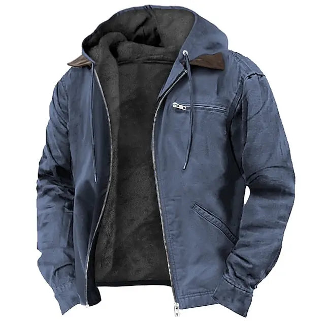 Hooded Zip-Up Harrington Jacket for Men