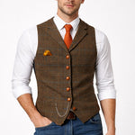 Tweed Single-Breasted Waistcoat for Men