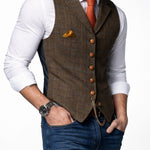 Tweed Single-Breasted Waistcoat for Men - View 3