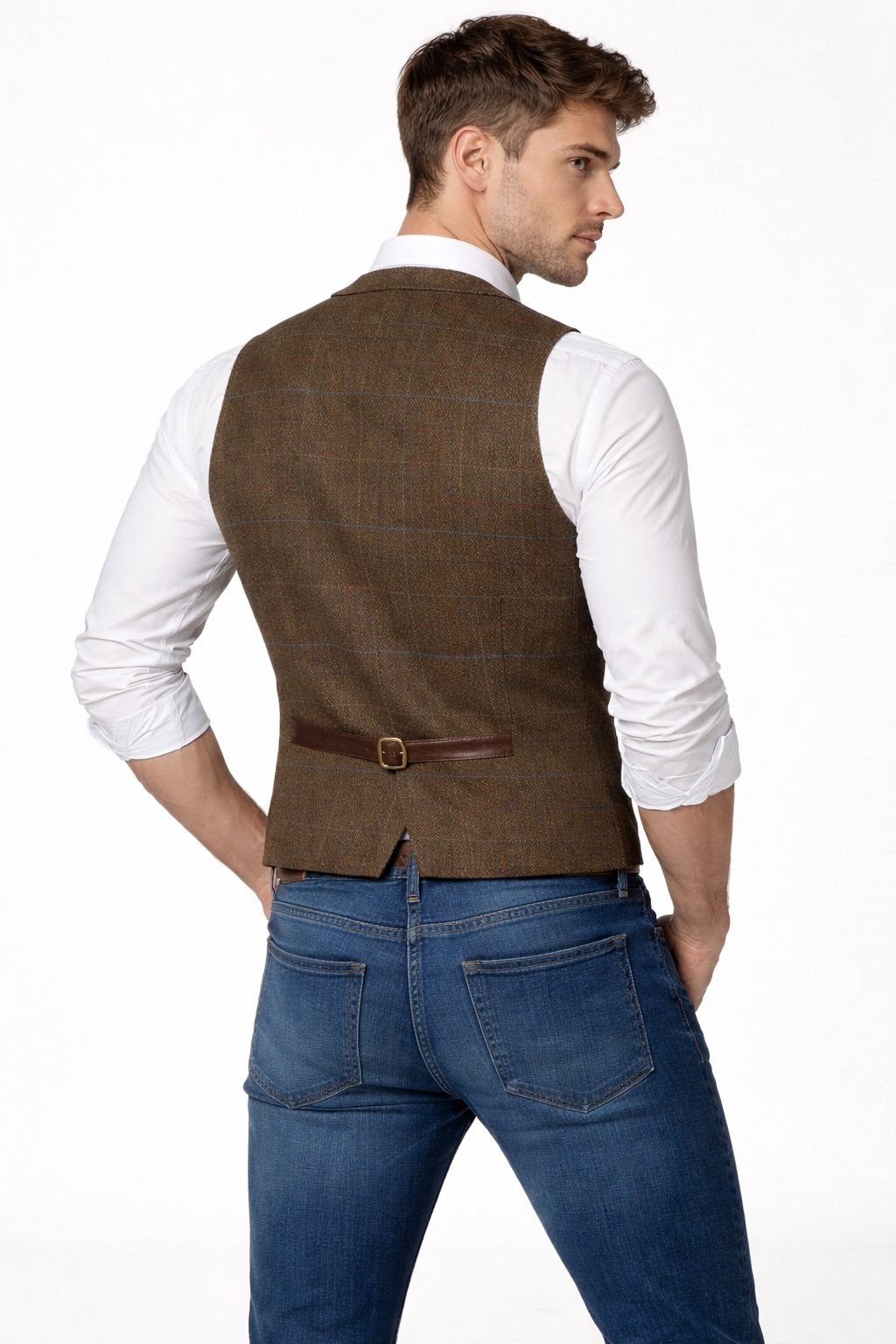 Tweed Single-Breasted Waistcoat for Men - View 4