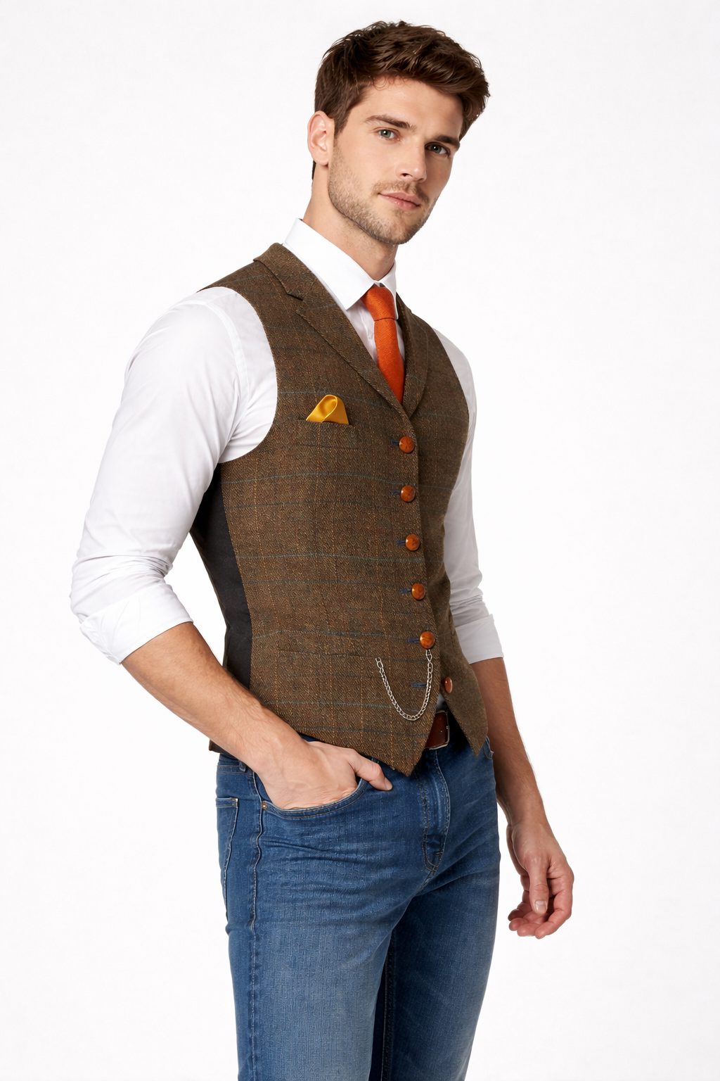 Tweed Single-Breasted Waistcoat for Men - View 5