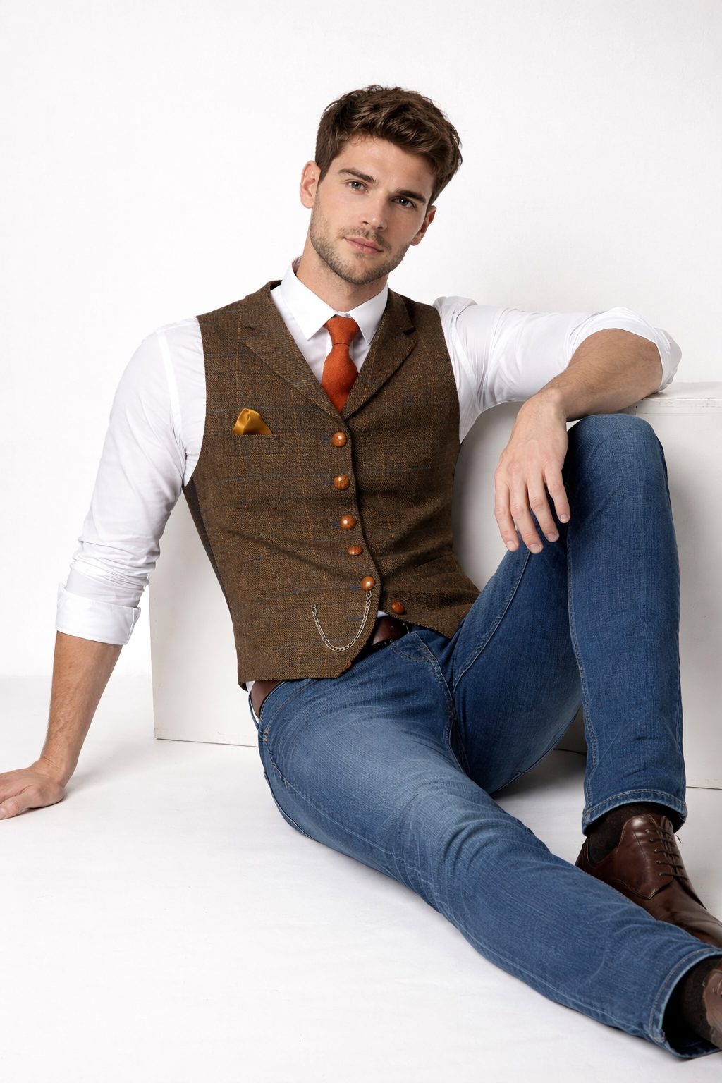 Tweed Single-Breasted Waistcoat for Men - View 6