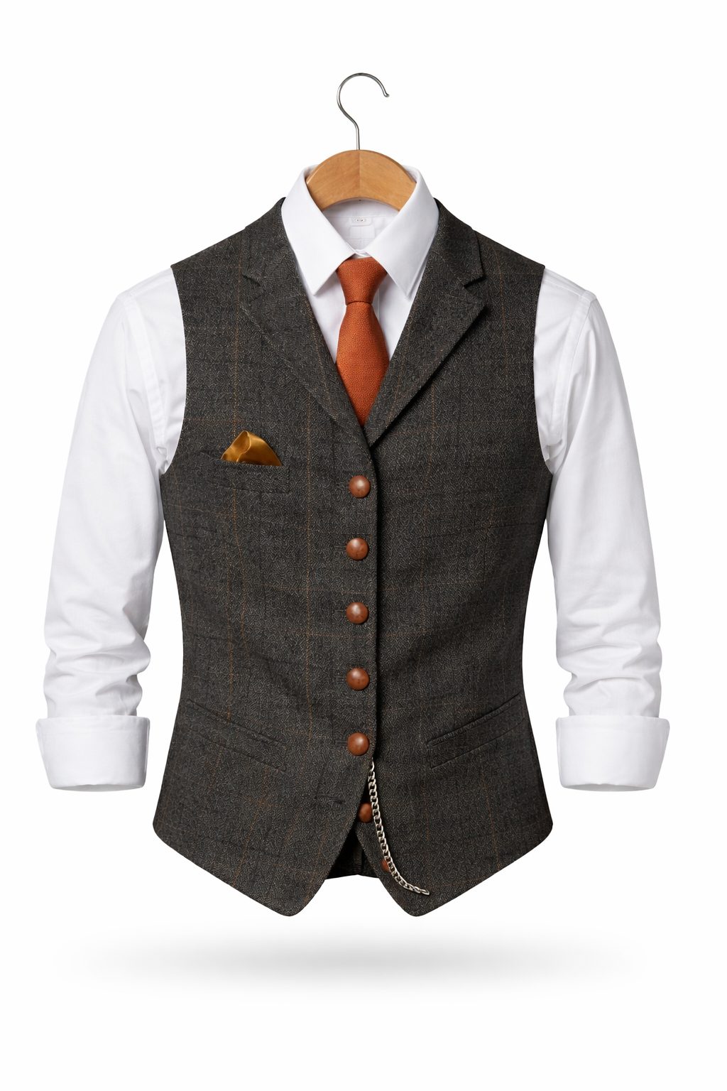 Tweed Single-Breasted Waistcoat for Men - Donkergrijs