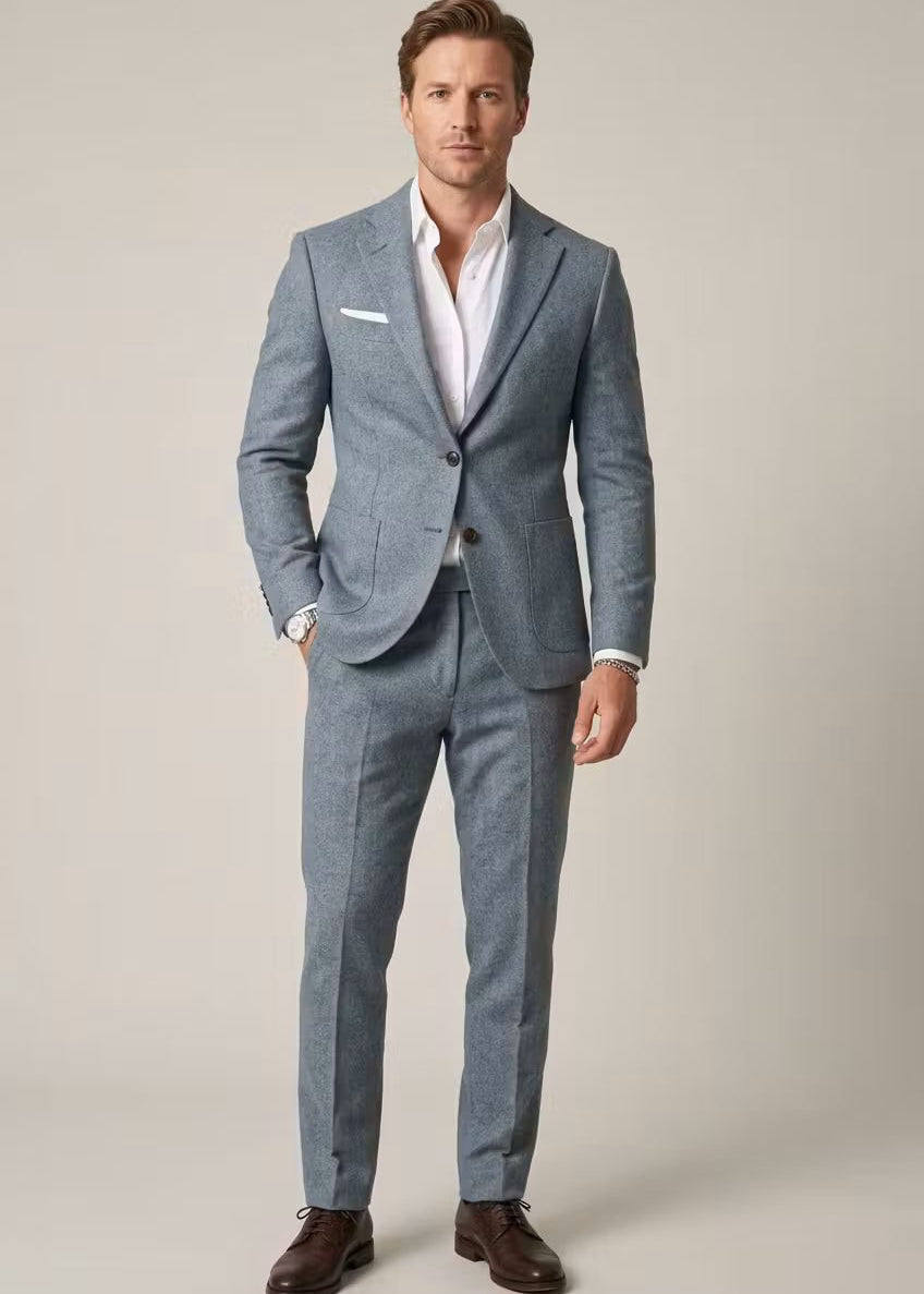 Two-Piece Wool Blazer Suit for Men