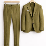 Two-Piece Wool Blazer Suit for Men - Olijfgroen