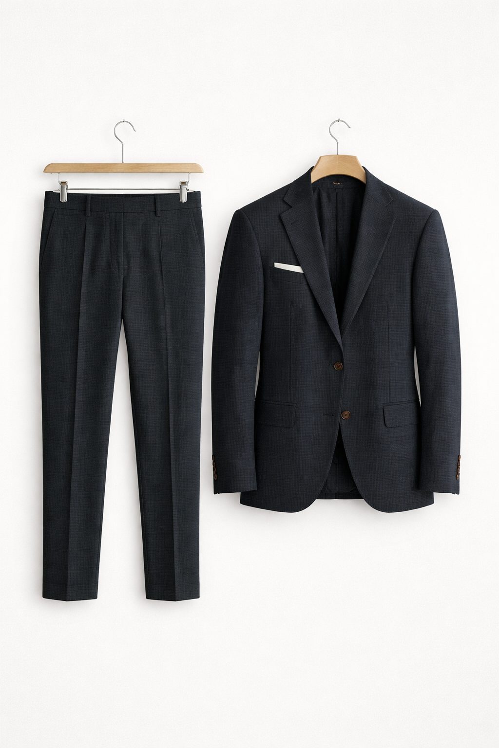 Two-Piece Wool Blazer Suit for Men - Zwart