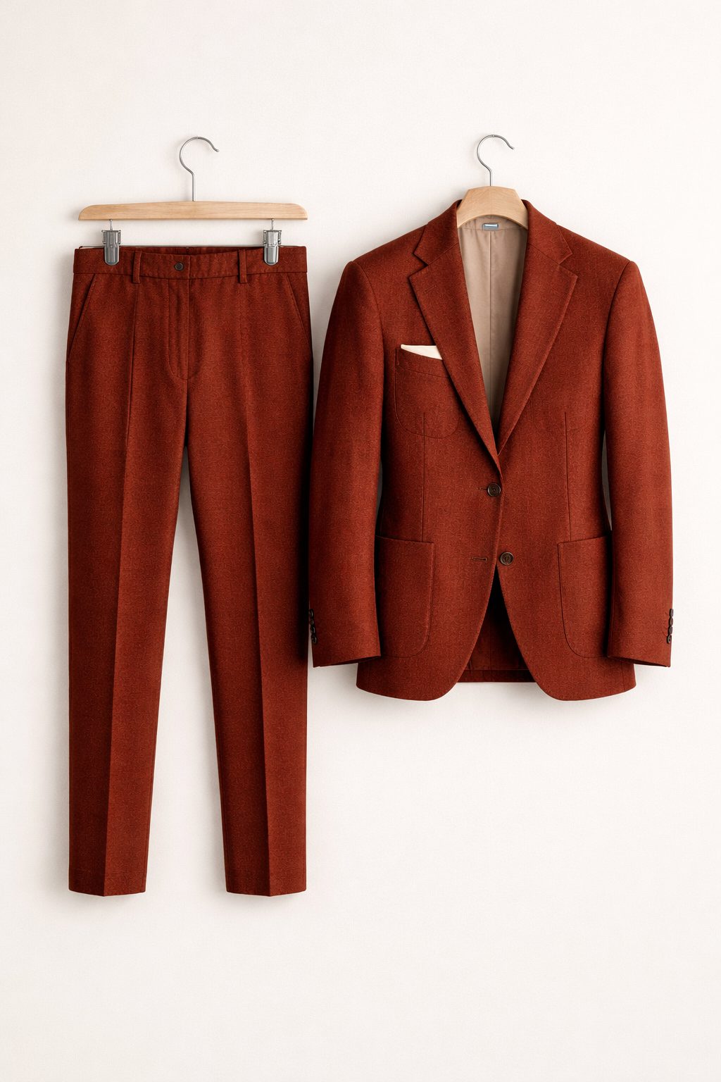 Two-Piece Wool Blazer Suit for Men - Bordeaux