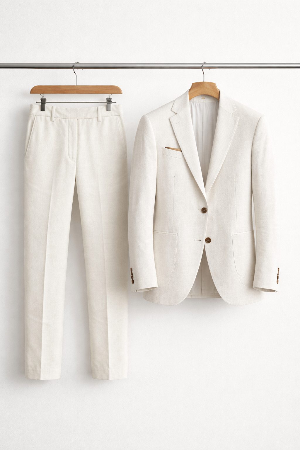 Two-Piece Wool Blazer Suit for Men - Wit