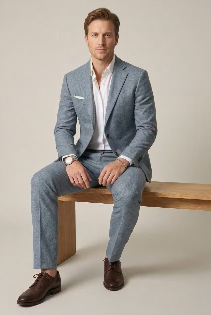 Two-Piece Wool Blazer Suit for Men - View 7