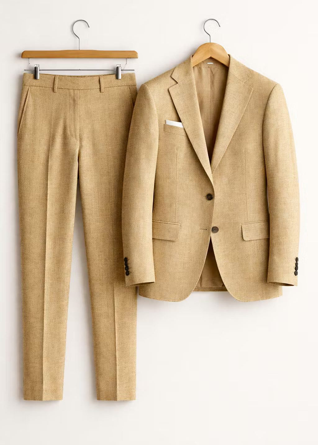 Two-Piece Wool Blazer Suit for Men - Caqui