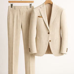 Two-Piece Wool Blazer Suit for Men - Beige