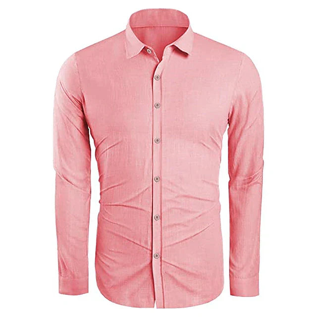 Cotton Linen Button-Down Shirt for Men