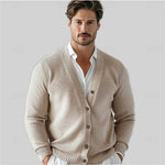 V-Neck Knit Cardigan with Button Closure for Men