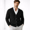 V-Neck Knit Cardigan with Button Closure for Men - Black