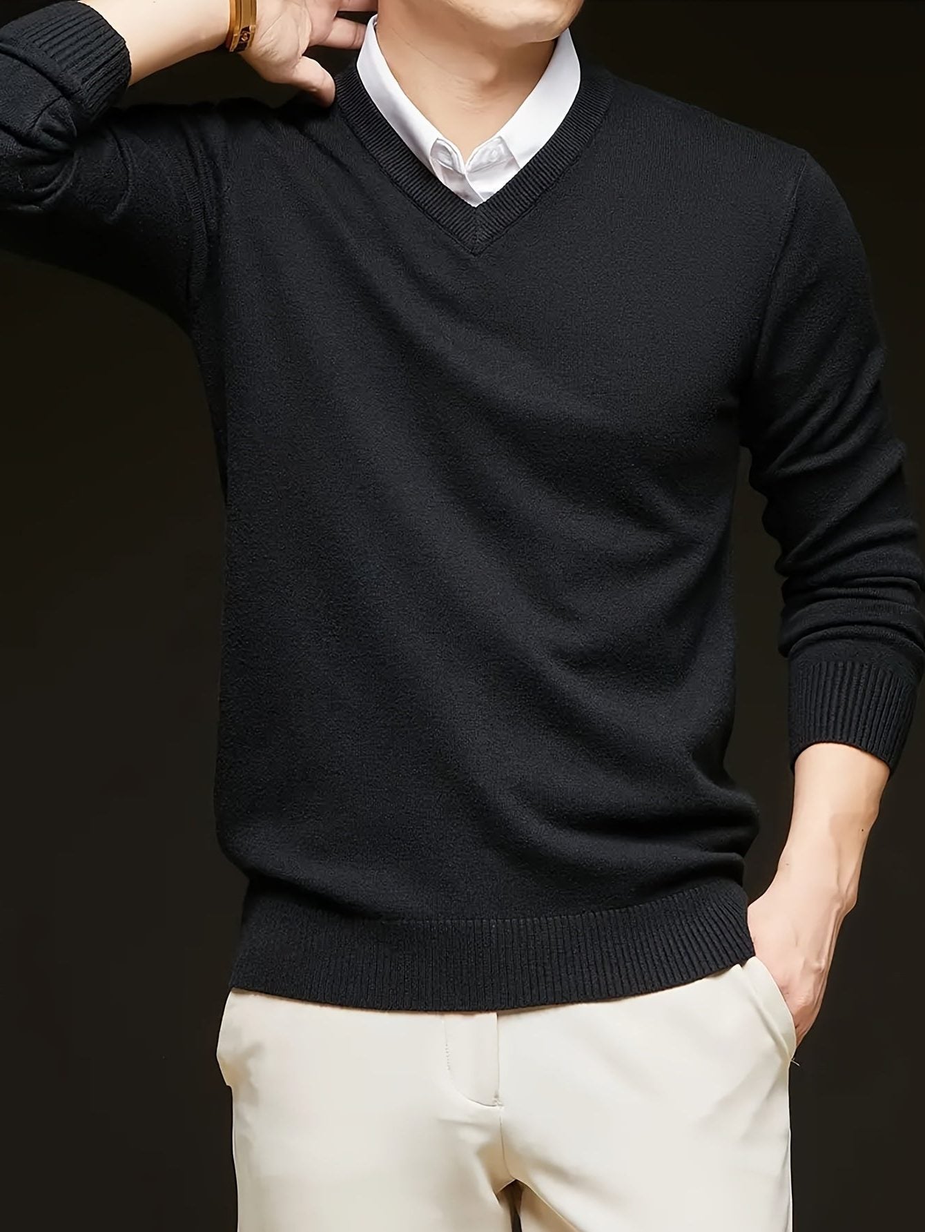 V-Neck Knit Jumper for Women - View 10