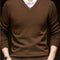 V-Neck Knit Jumper for Women - Coffee Brown