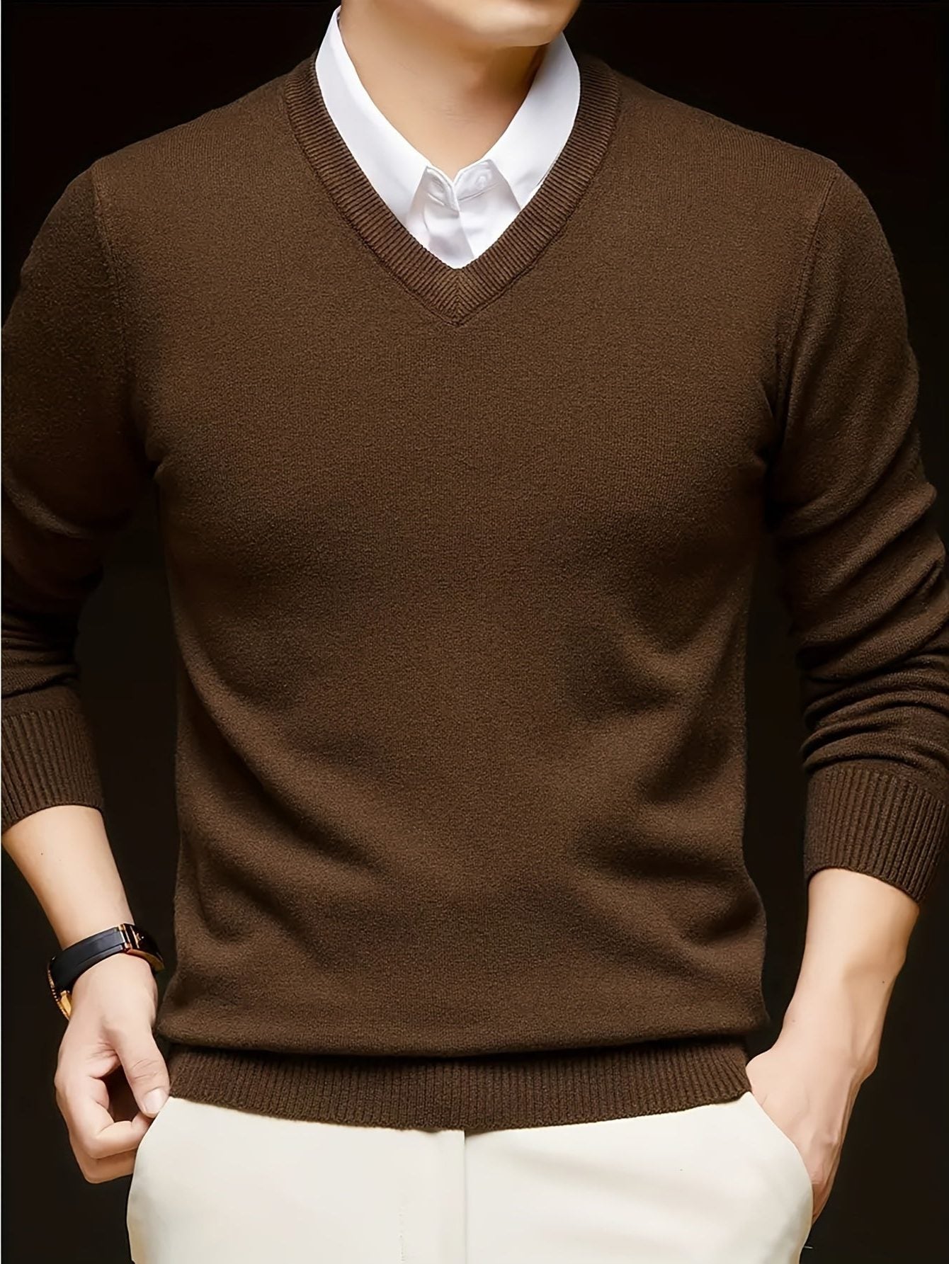 V-Neck Knit Jumper for Women - View 34