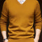 V-Neck Knit Jumper for Women - Orange Yellow