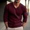 V-Neck Ribbed Knit Jumper for Men