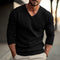 V-Neck Ribbed Knit Jumper for Men - Black