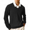 V-Neck Ribbed Knit Sweater for Men - Black