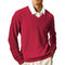 V-Neck Ribbed Knit Sweater for Men - Wine